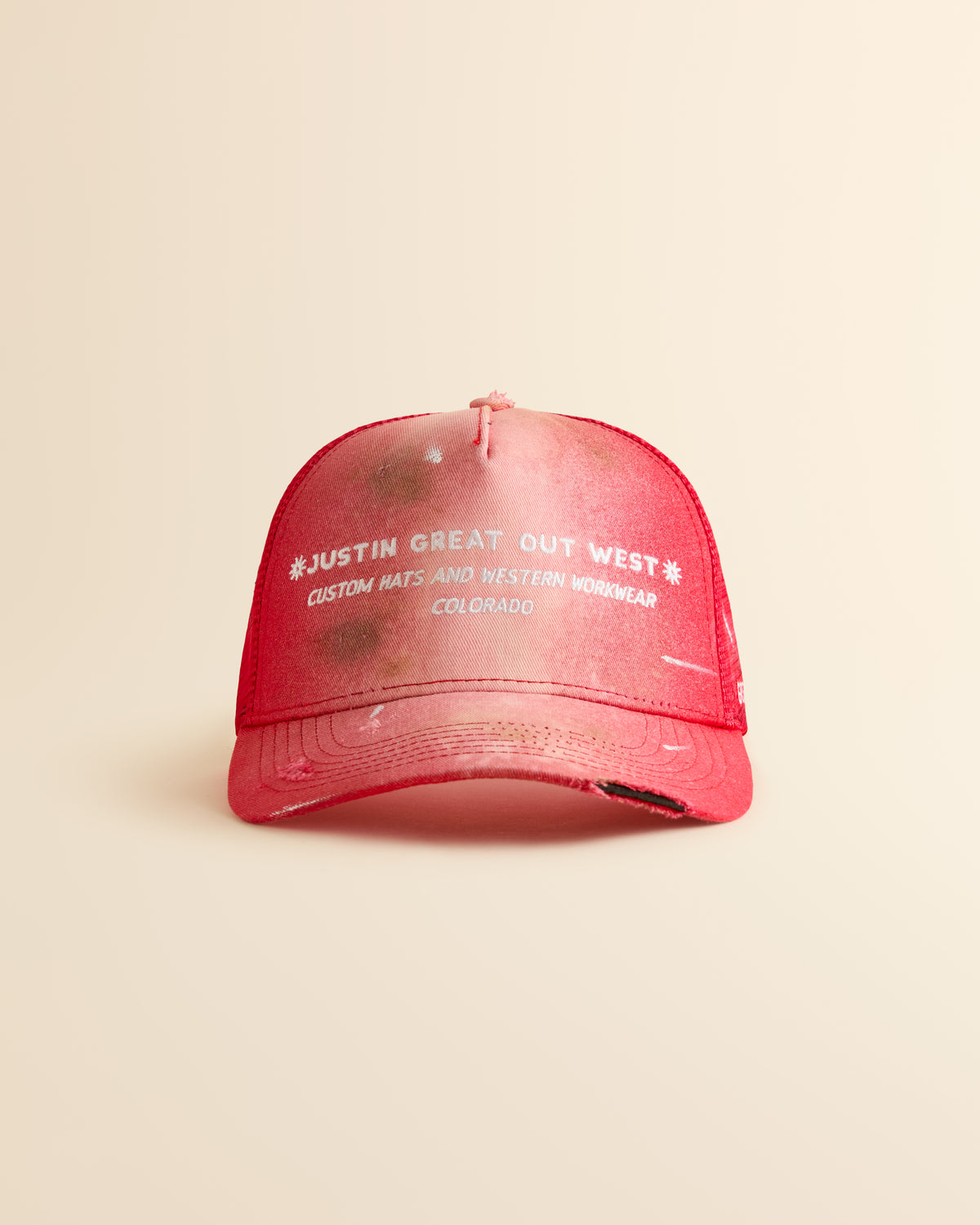 Hand Distressed Out West Mesh Trucker Cap