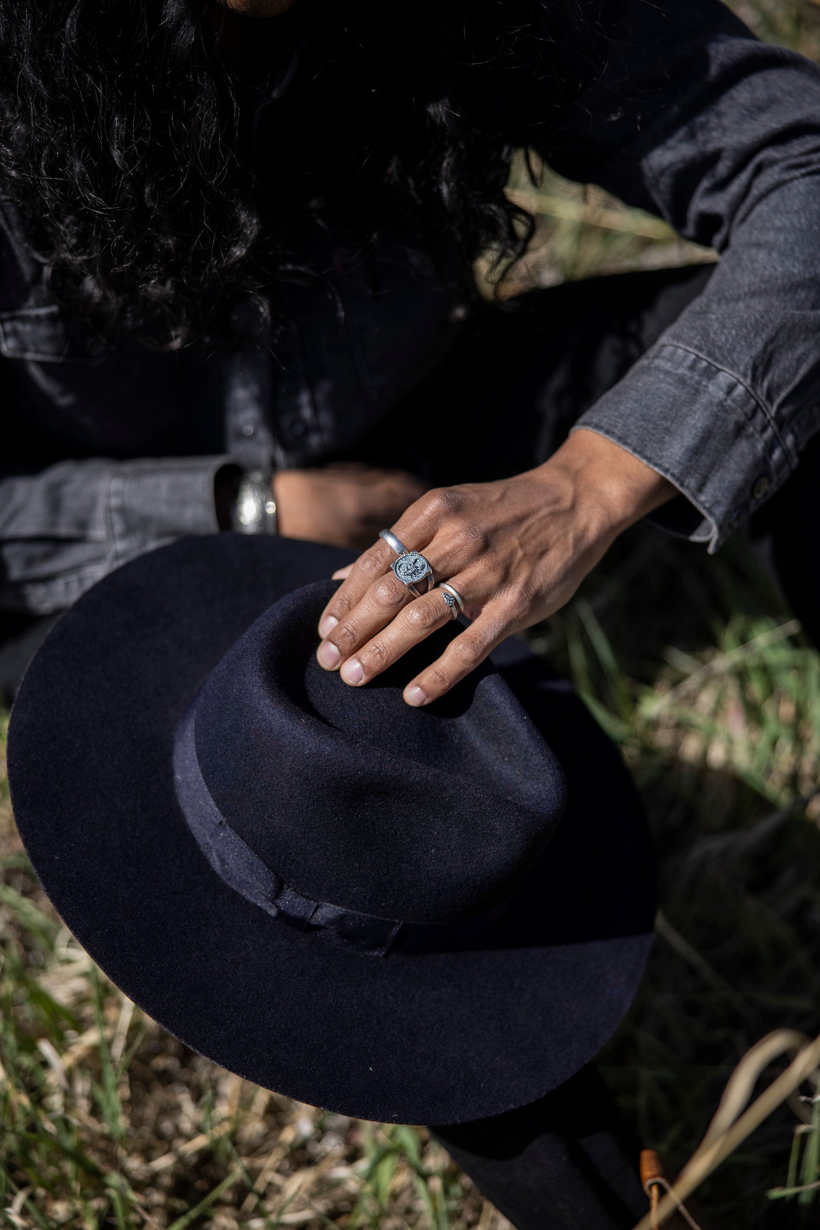 Wide Brim Rancher Hat - Midnight Blue