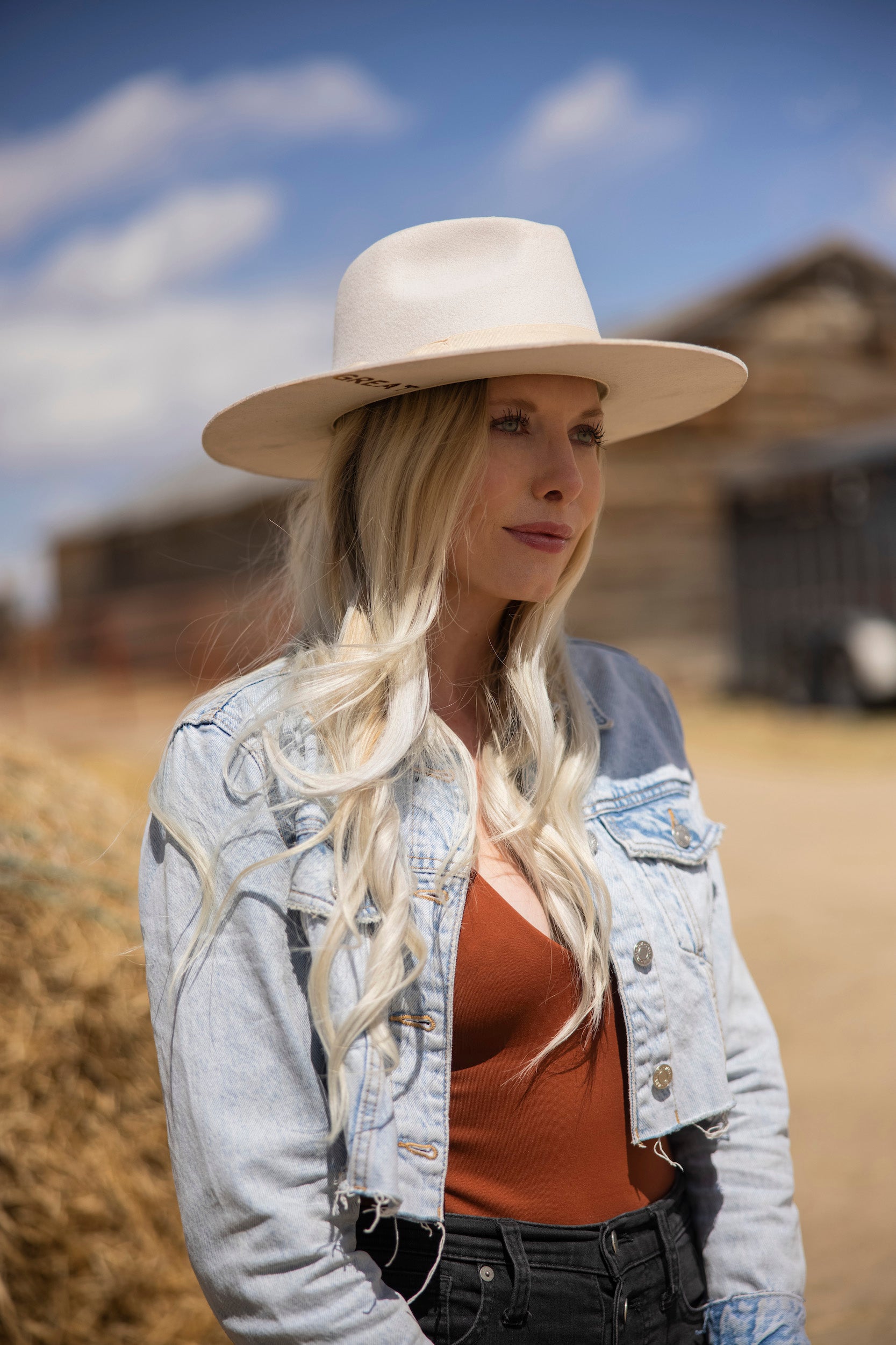 Wide Brim Rancher Hat - Bone