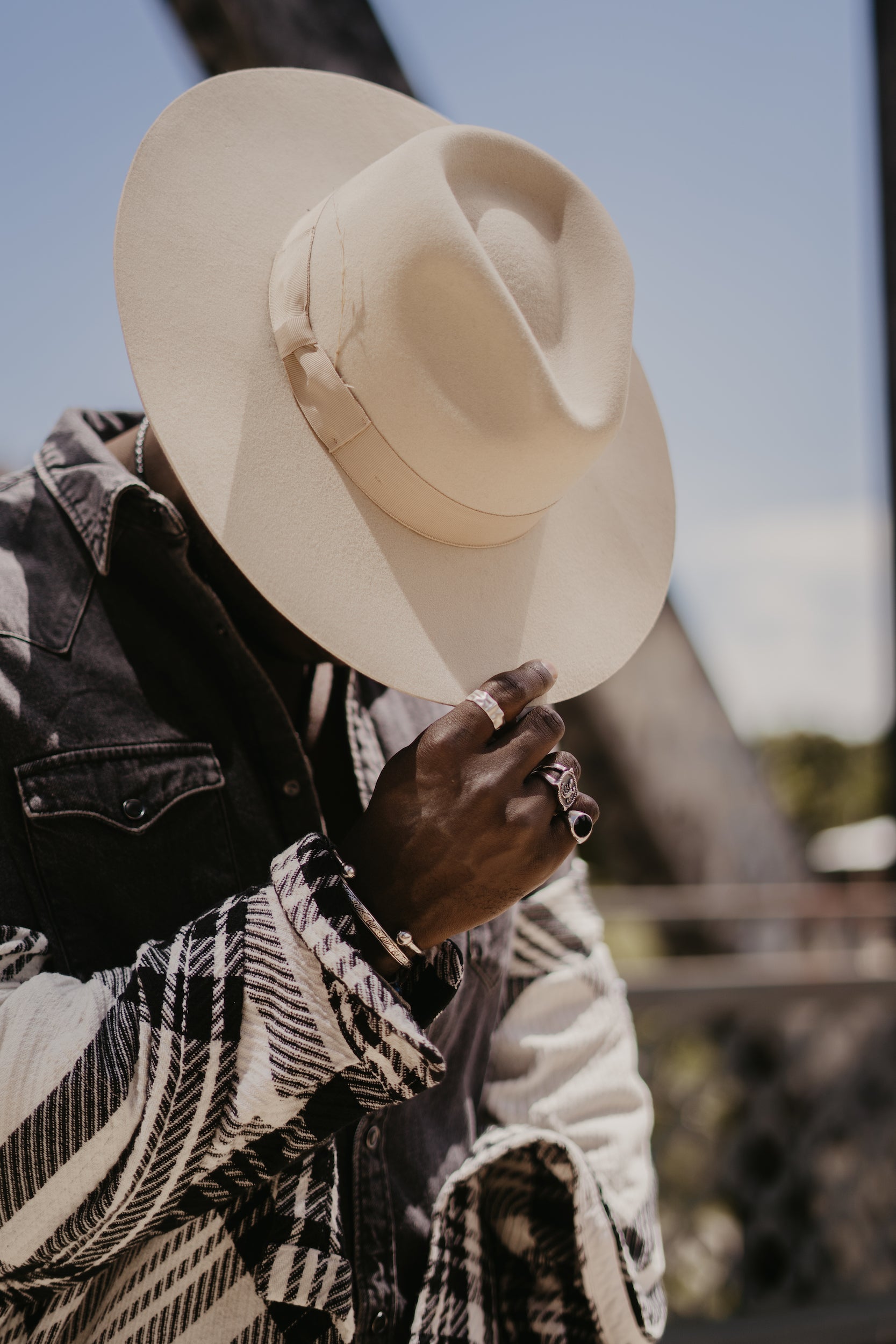 Wide Brim Rancher Hat - Bone
