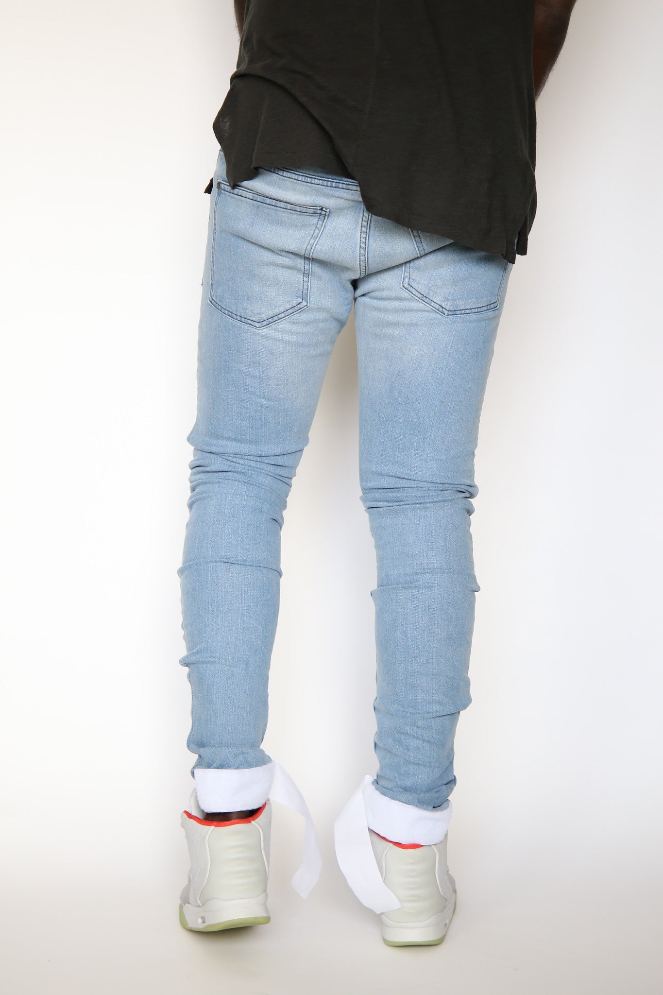 Slim Fit Auto-Taper Biker Jeans (Light Wash)