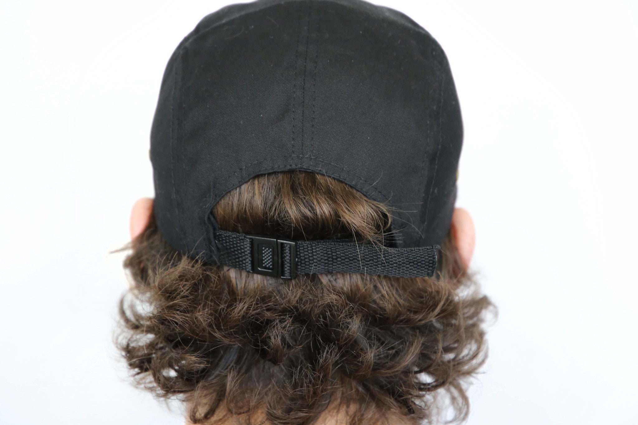 Canvas Five Panel Strapback Hat - Black