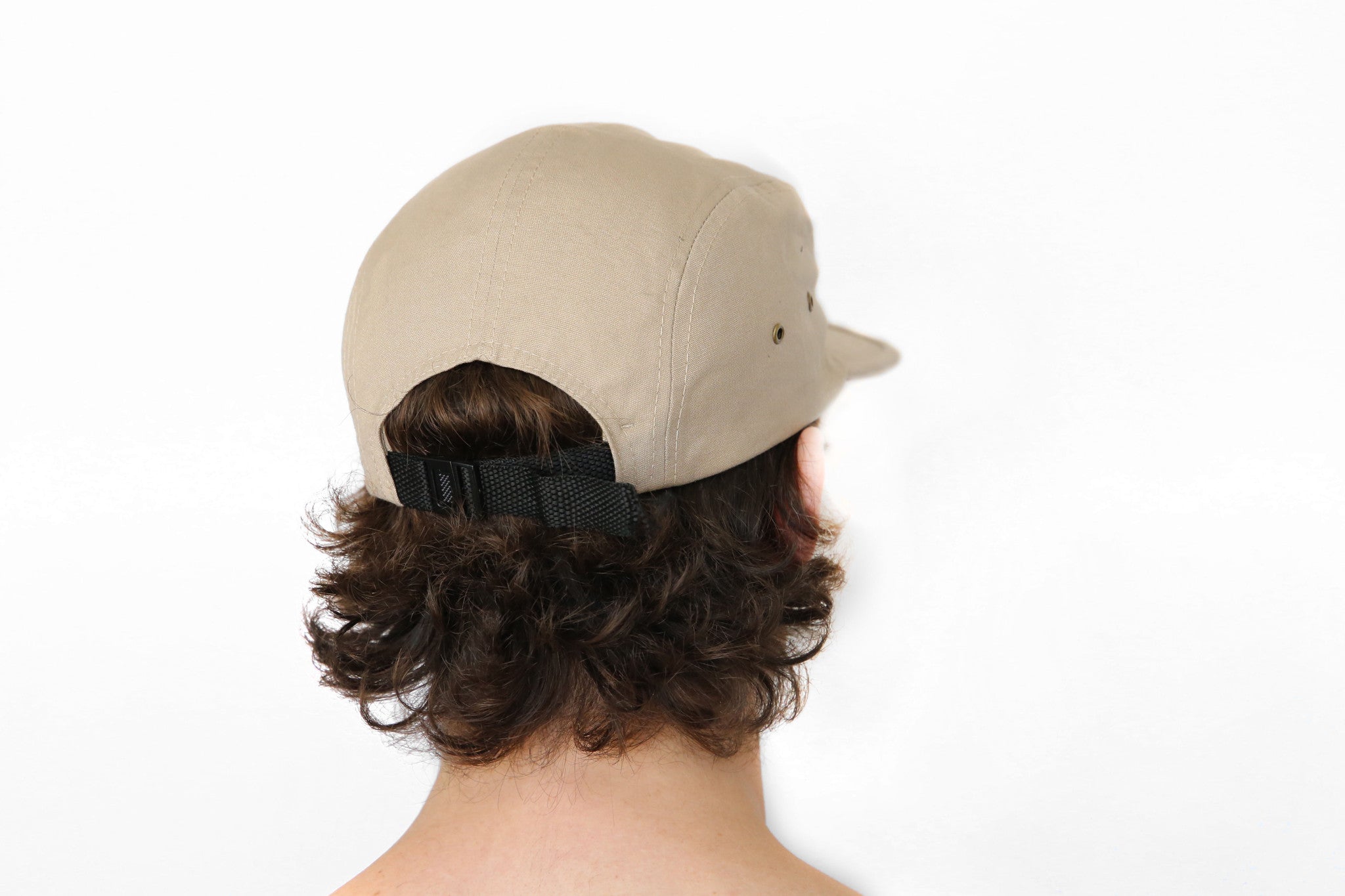 Canvas Five Panel Strapback Hat - Khaki