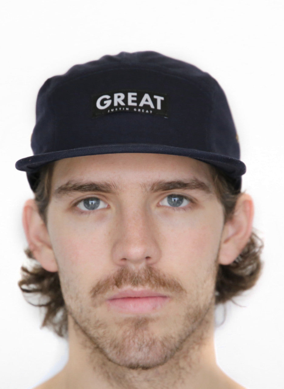 Canvas Five Panel Strapback Hat - Navy