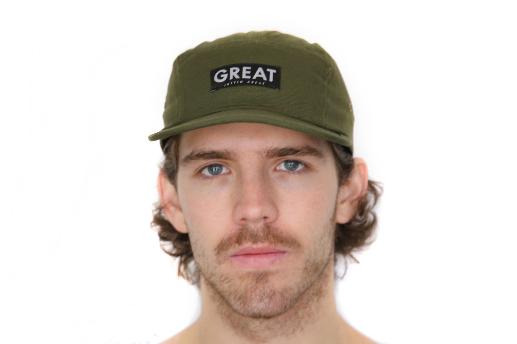 Canvas Five Panel Strapback Hat - Olive