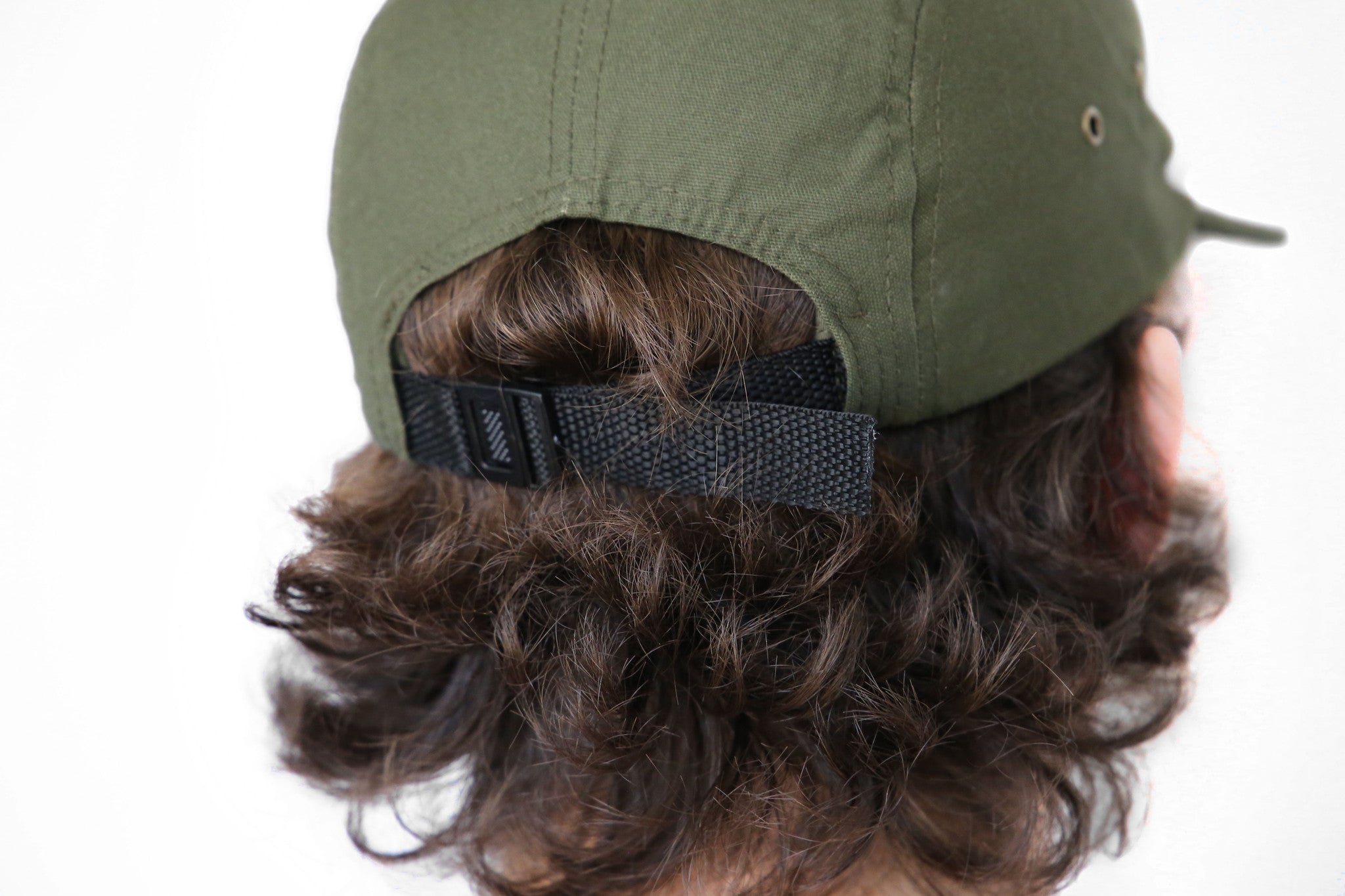 Canvas Five Panel Strapback Hat - Olive