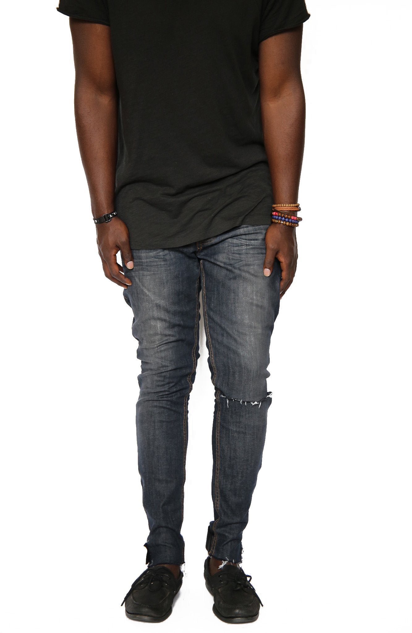Slim Fit Raw Edge Auto-Taper Jeans