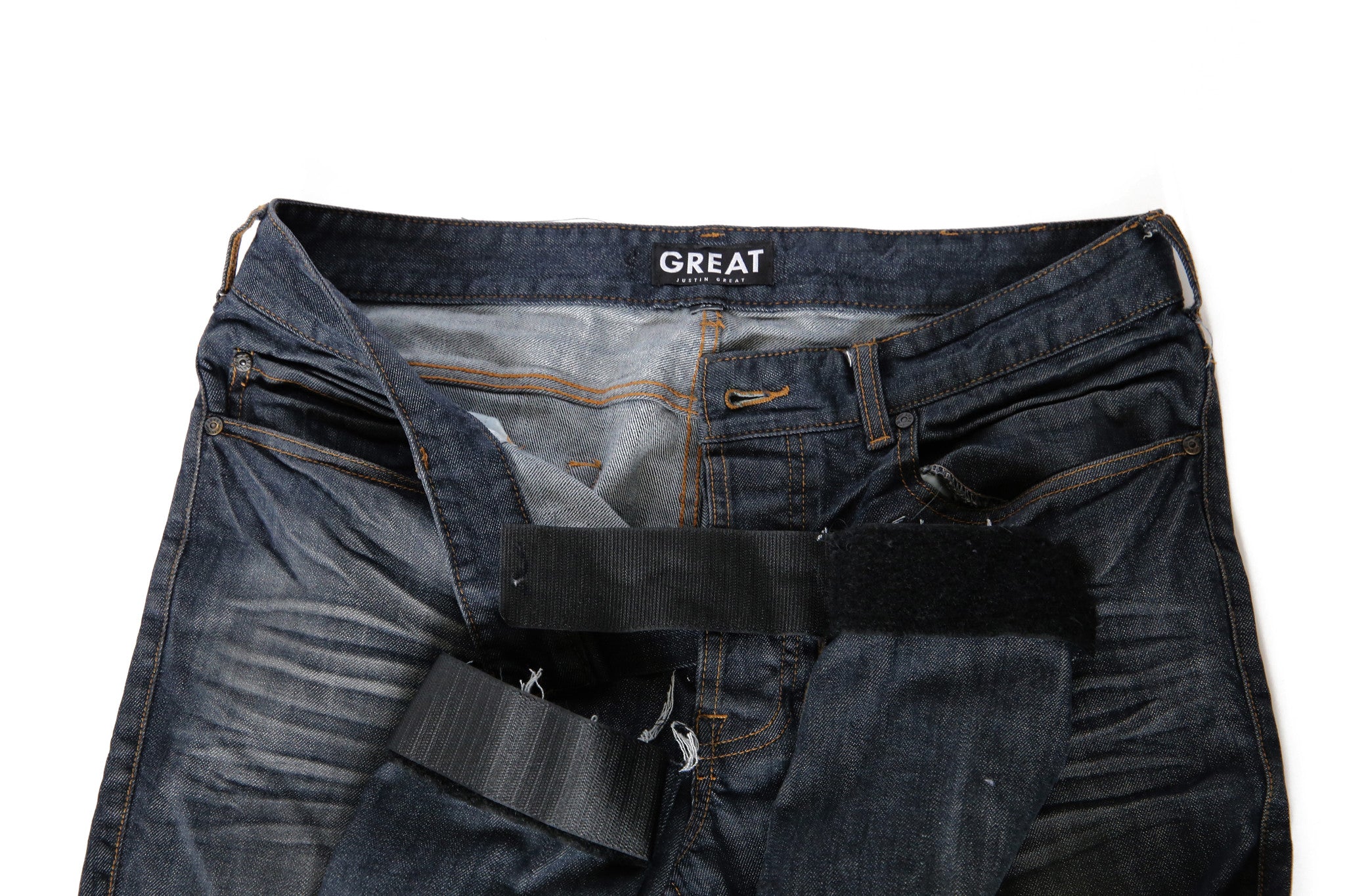 Slim Fit Raw Edge Auto-Taper Jeans
