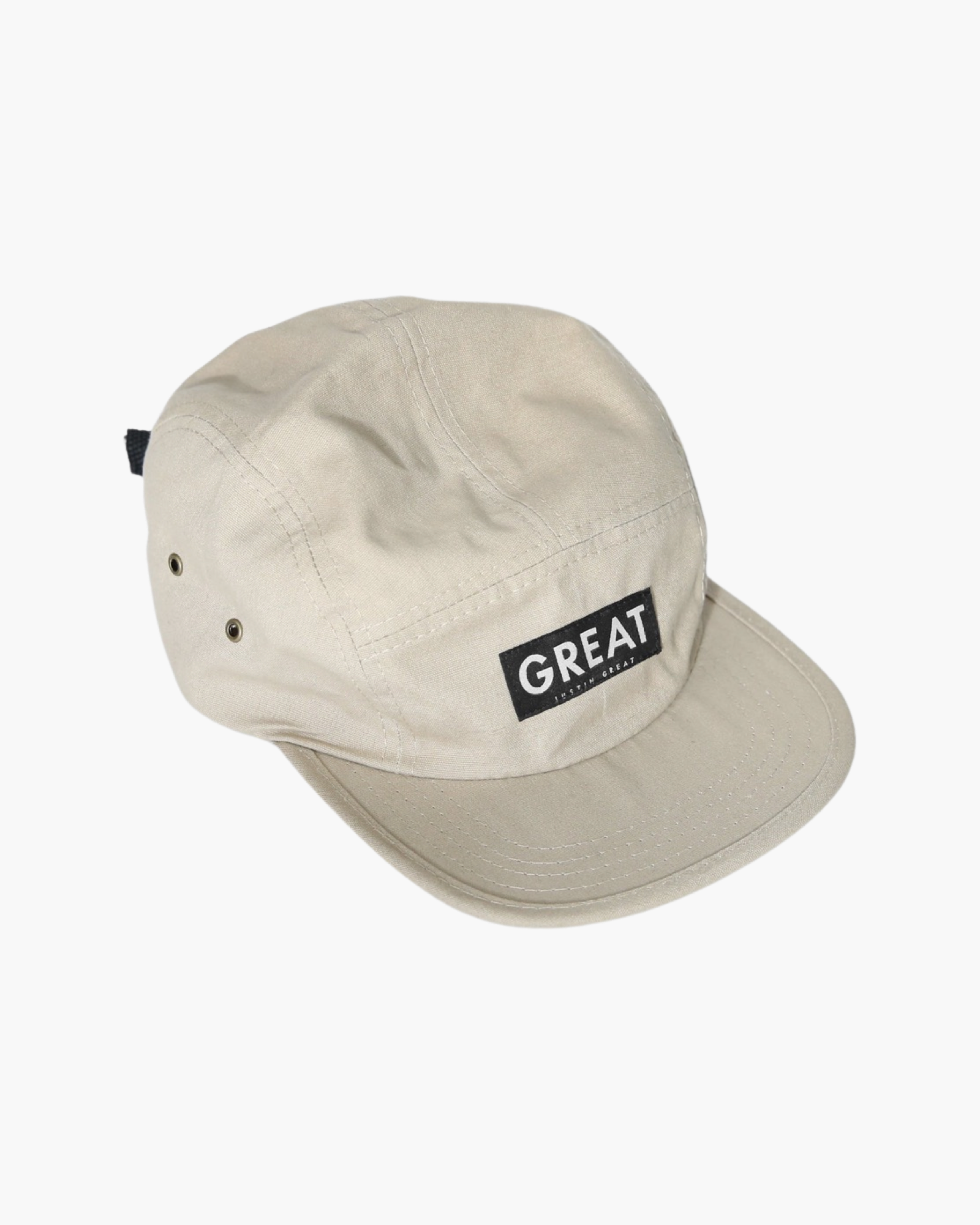 Canvas Five Panel Strapback Hat - Khaki