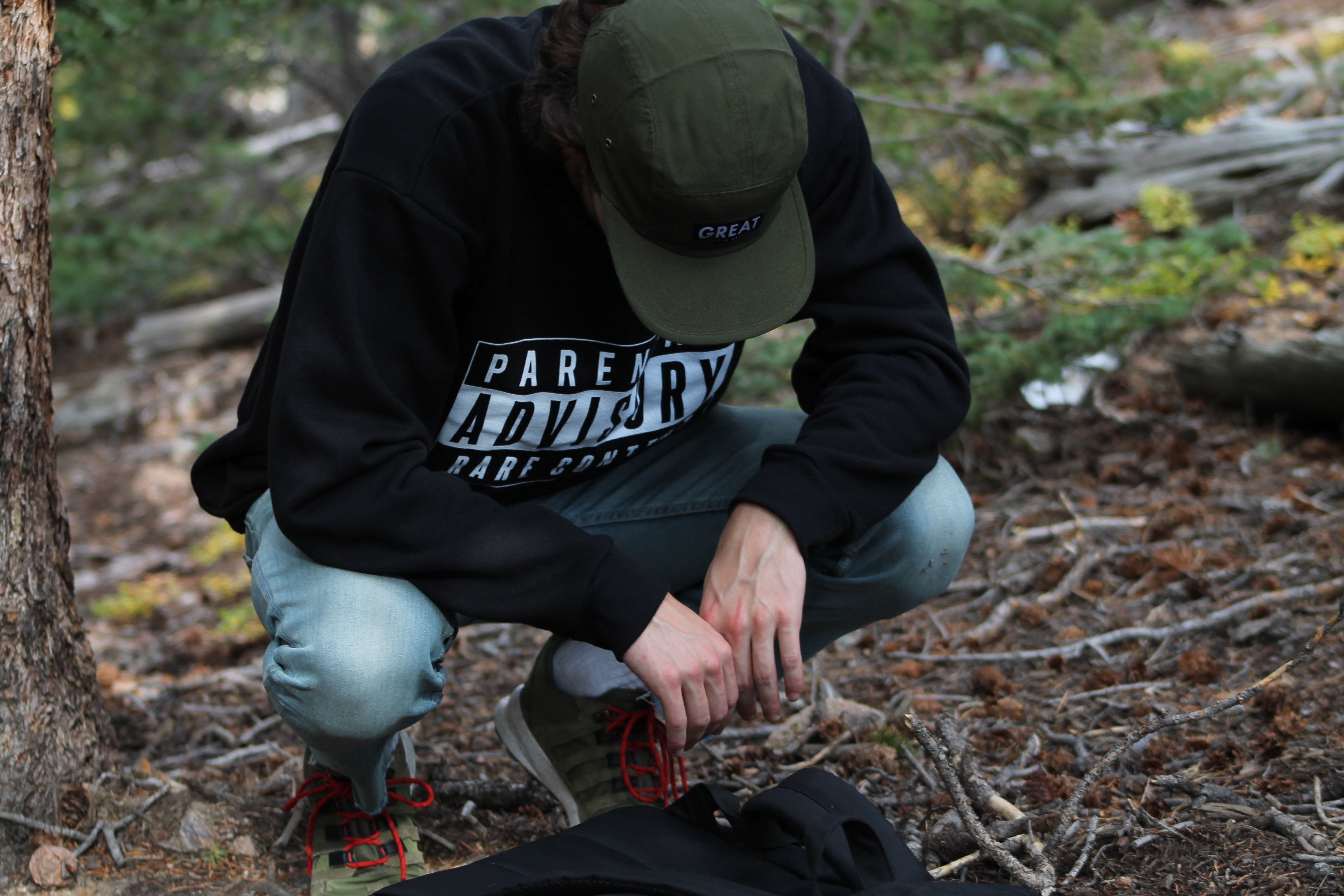 Canvas Five Panel Strapback Hat - Olive