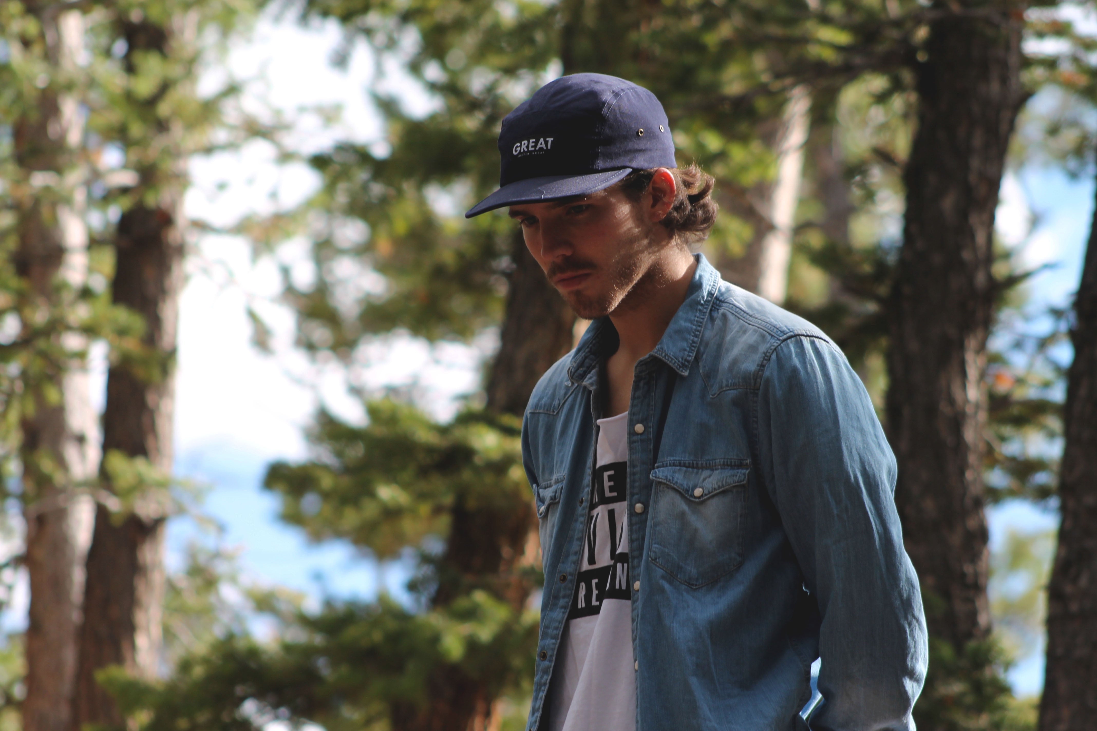 Canvas Five Panel Strapback Hat - Navy