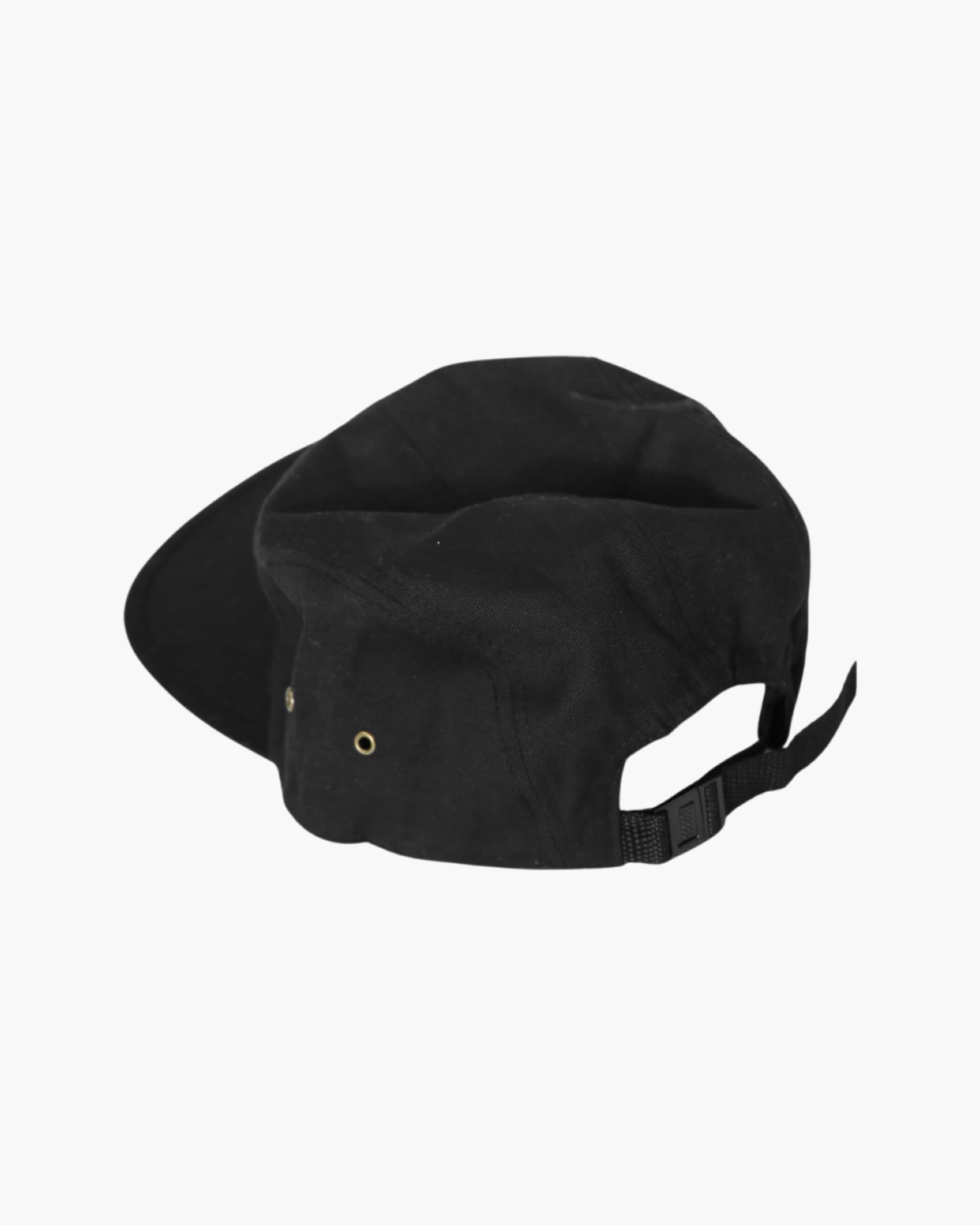 Canvas Five Panel Strapback Hat - Black