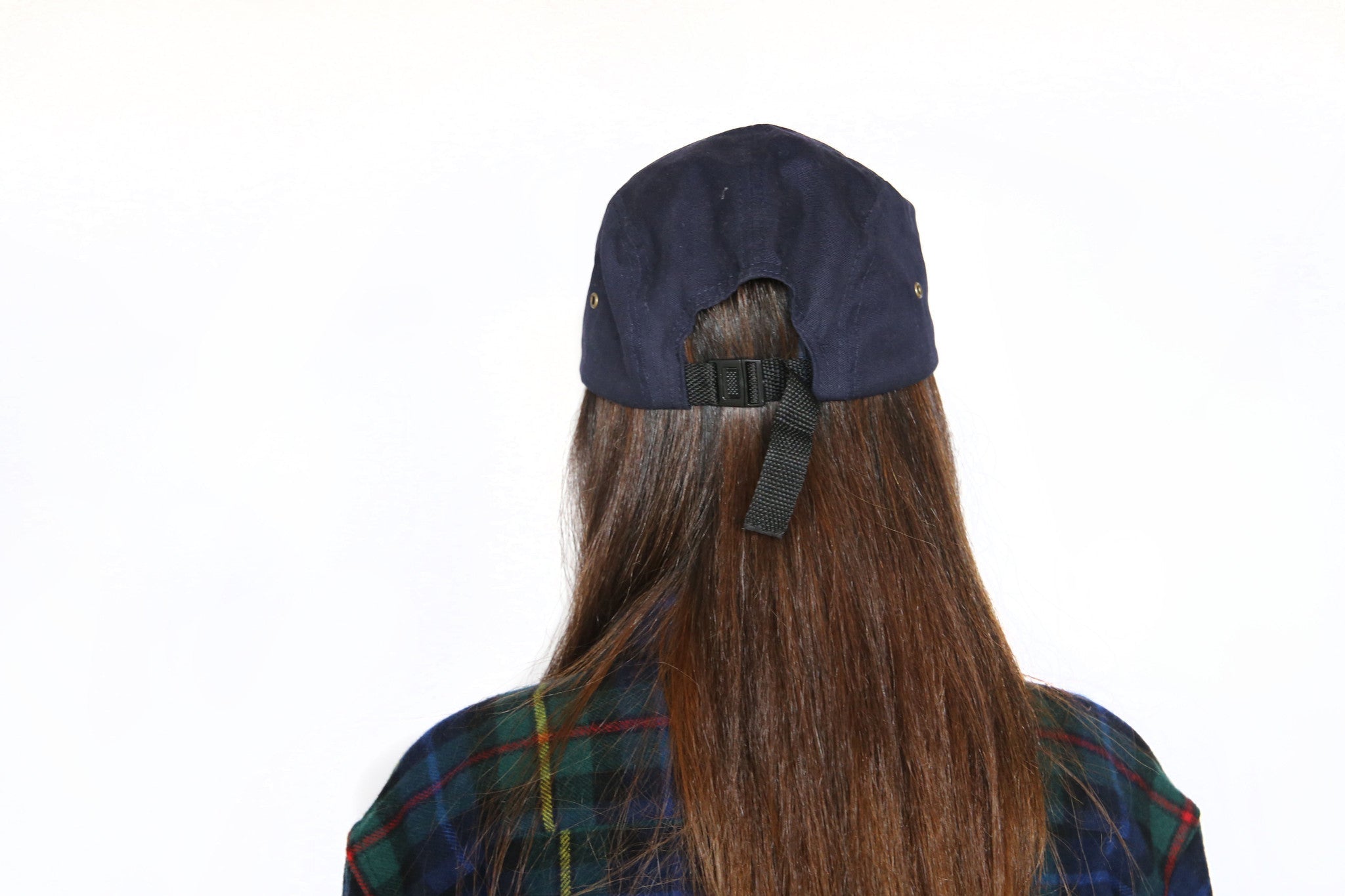 Canvas Five Panel Strapback Hat - Navy