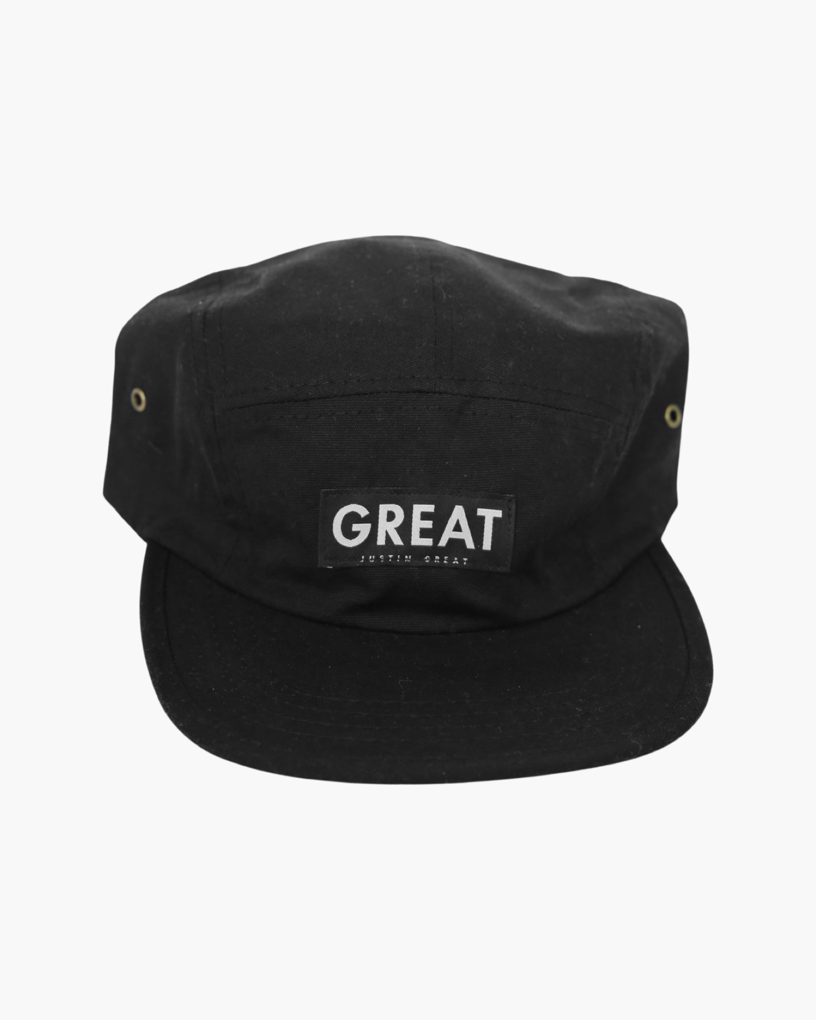 Canvas Five Panel Strapback Hat - Black