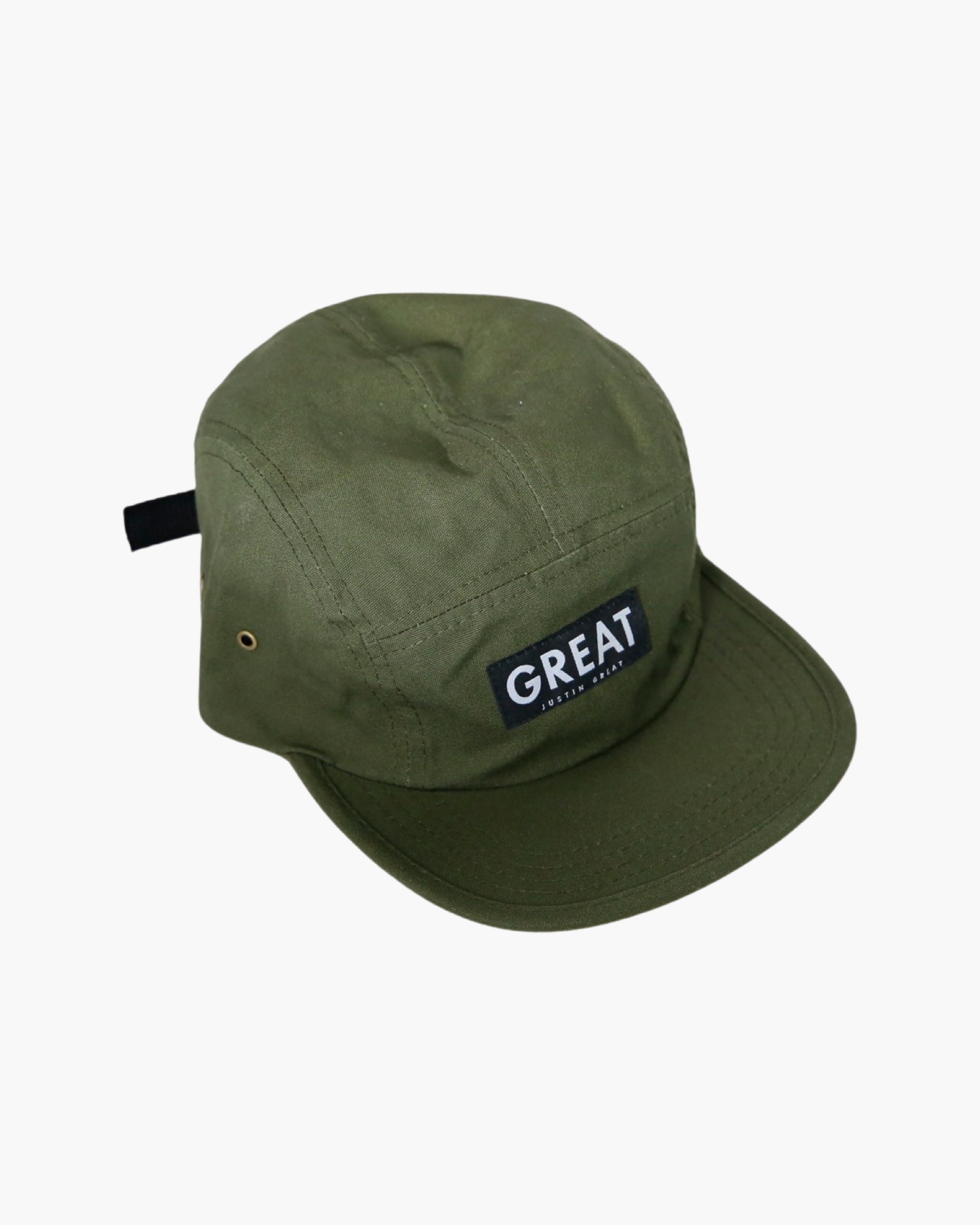 Canvas Five Panel Strapback Hat - Olive