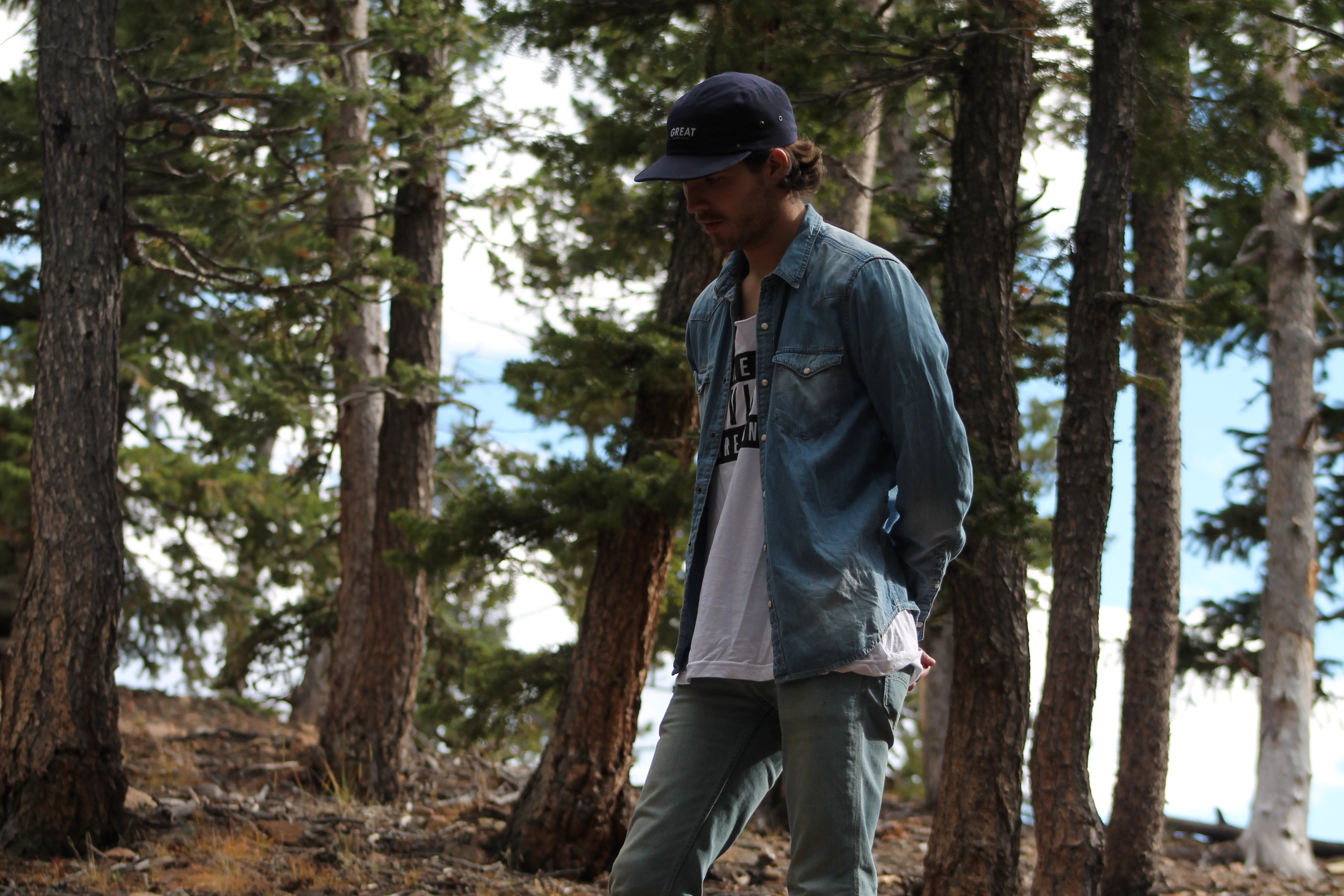 Canvas Five Panel Strapback Hat - Navy