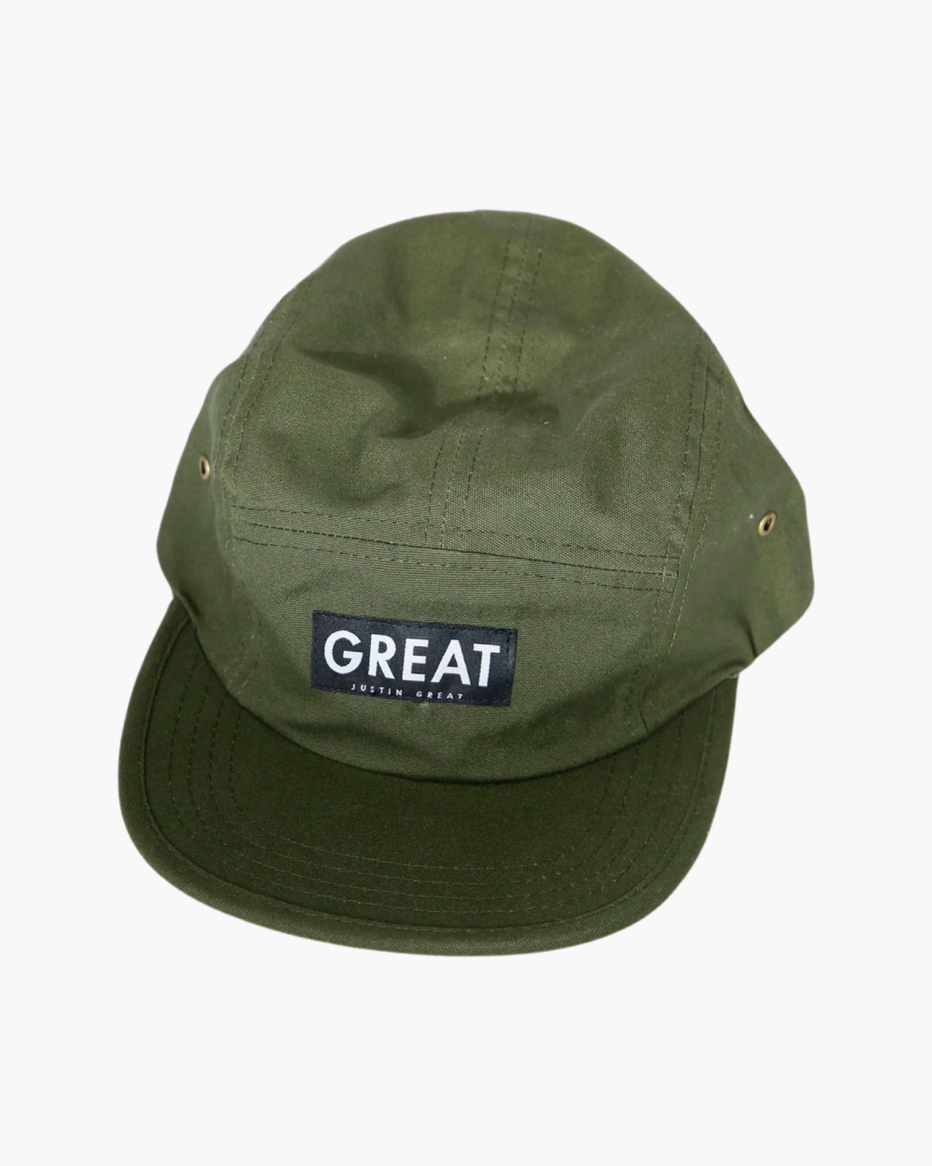 Canvas Five Panel Strapback Hat - Olive