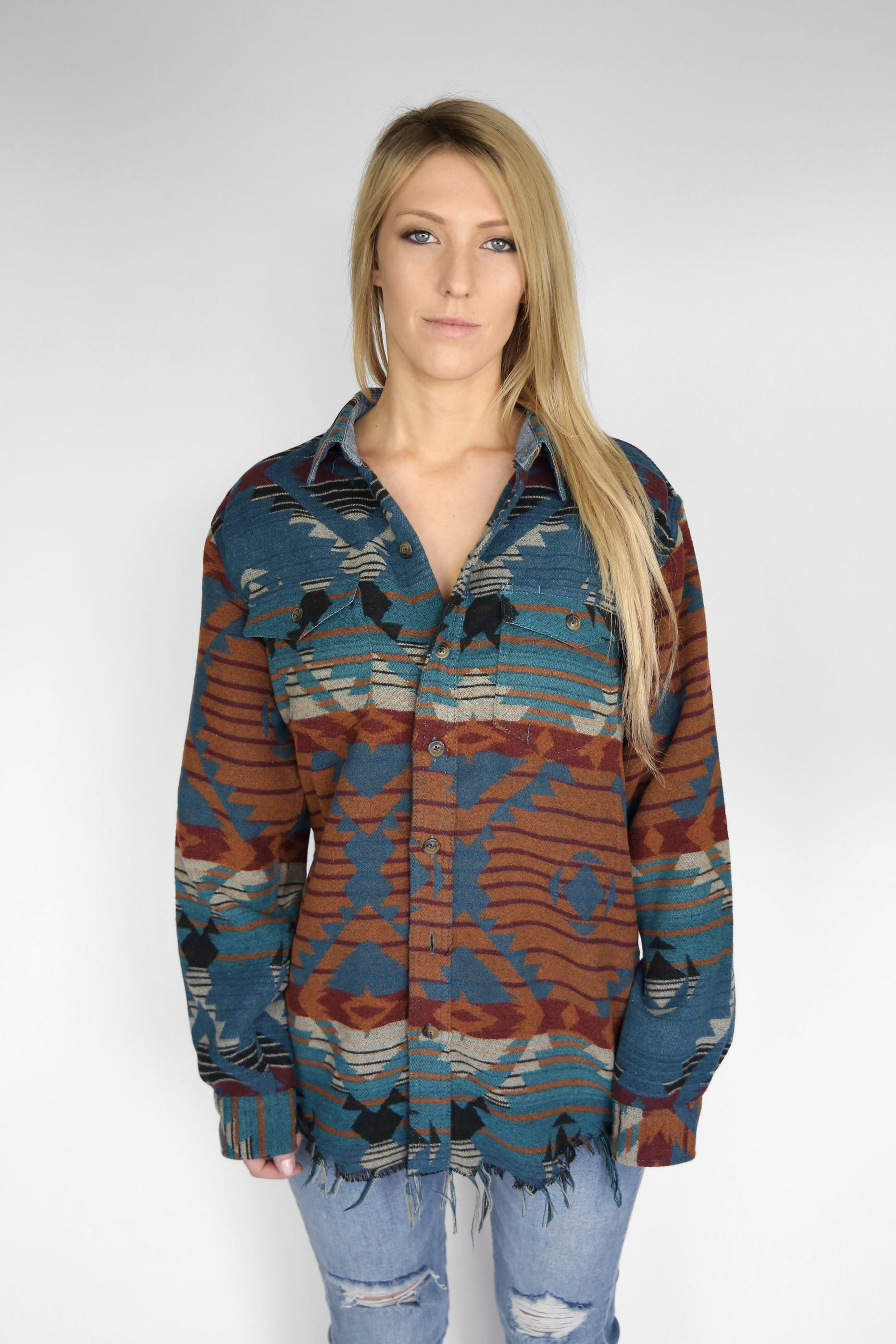 Southwestern Overshirt - Teal