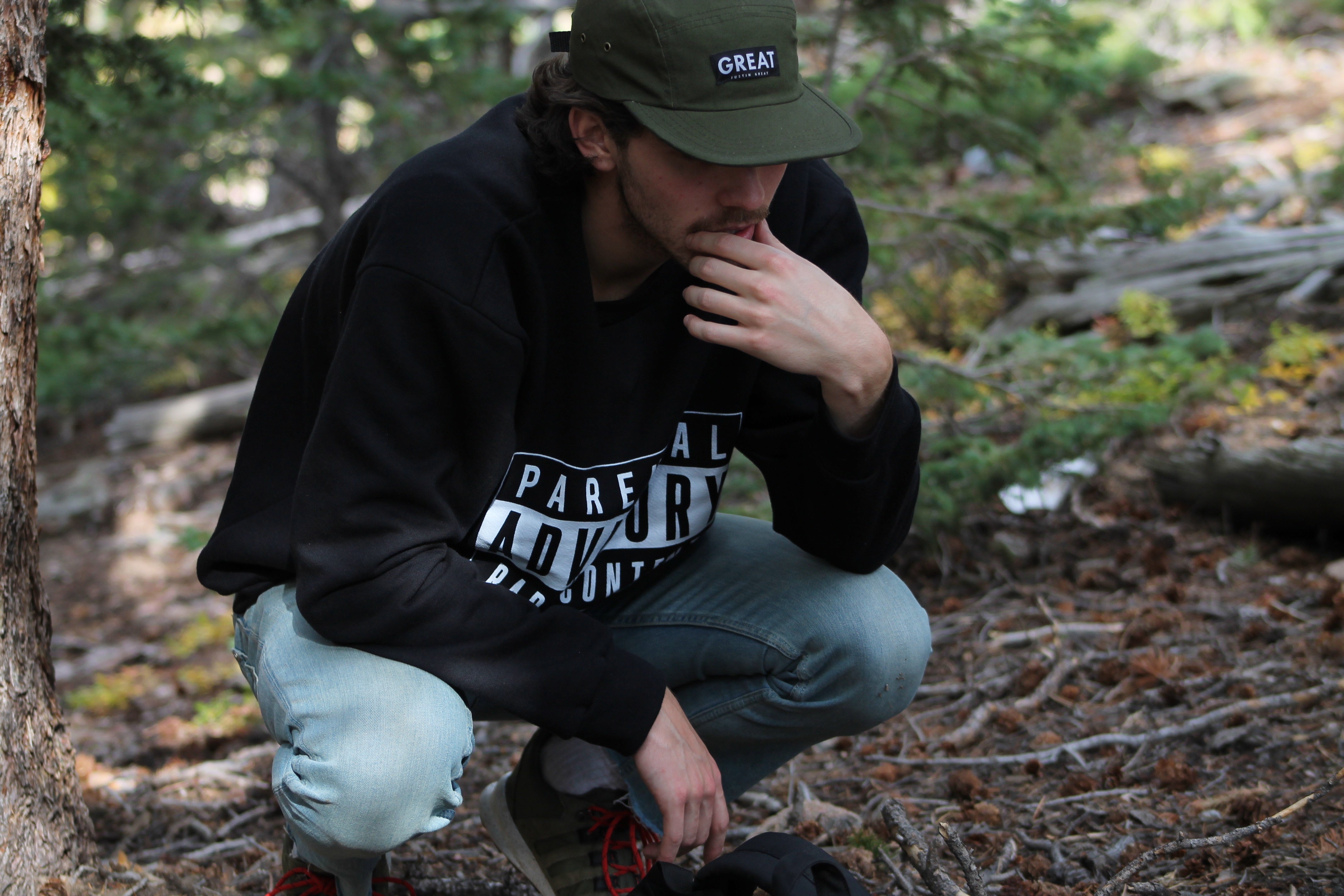 Canvas Five Panel Strapback Hat - Olive